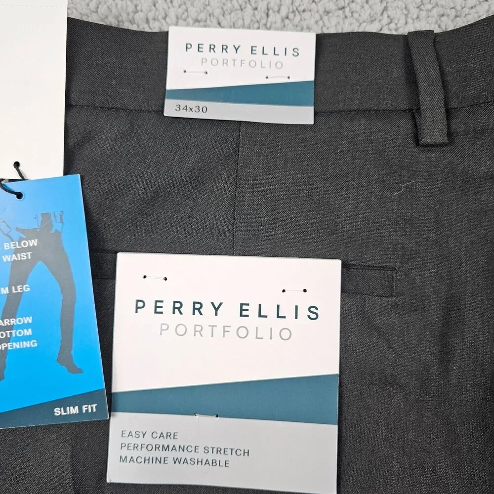 Pery Ellis Dress Pants Mens 36x30* Black Portfolio Slacks Performance Stretch